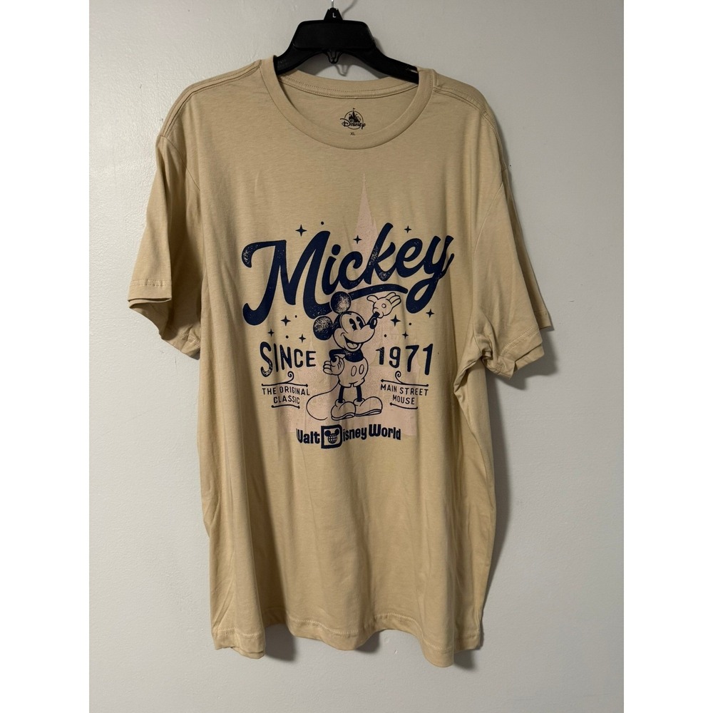 Disney World Parks Mickey Mouse Since 1971 Graphic T-Shirt Tan XL